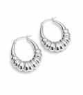 Sterling Silver Ridged Hoop Earrings (32.9 mm)