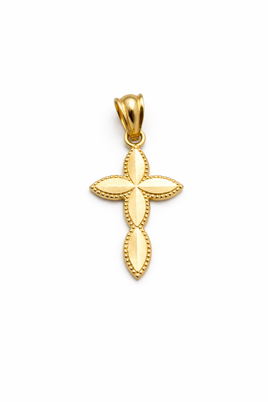 10K Solid Gold Cross Pendant – Marquise Design