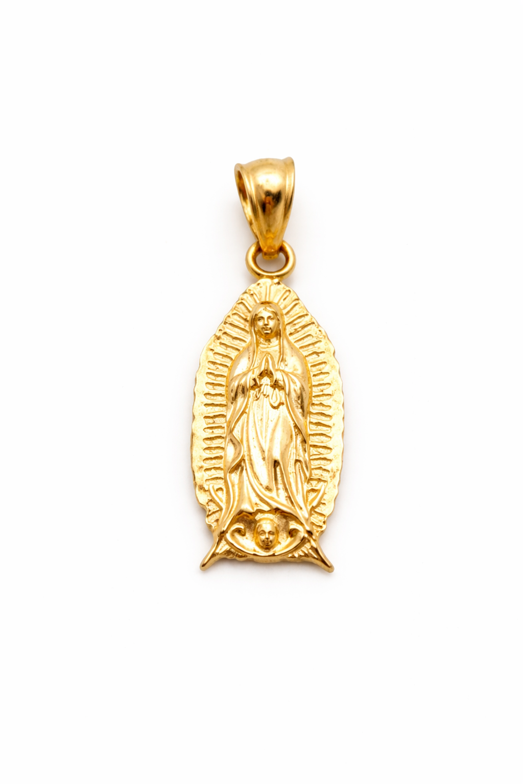 10K Solid Gold Virgin Mary Medal Pendant