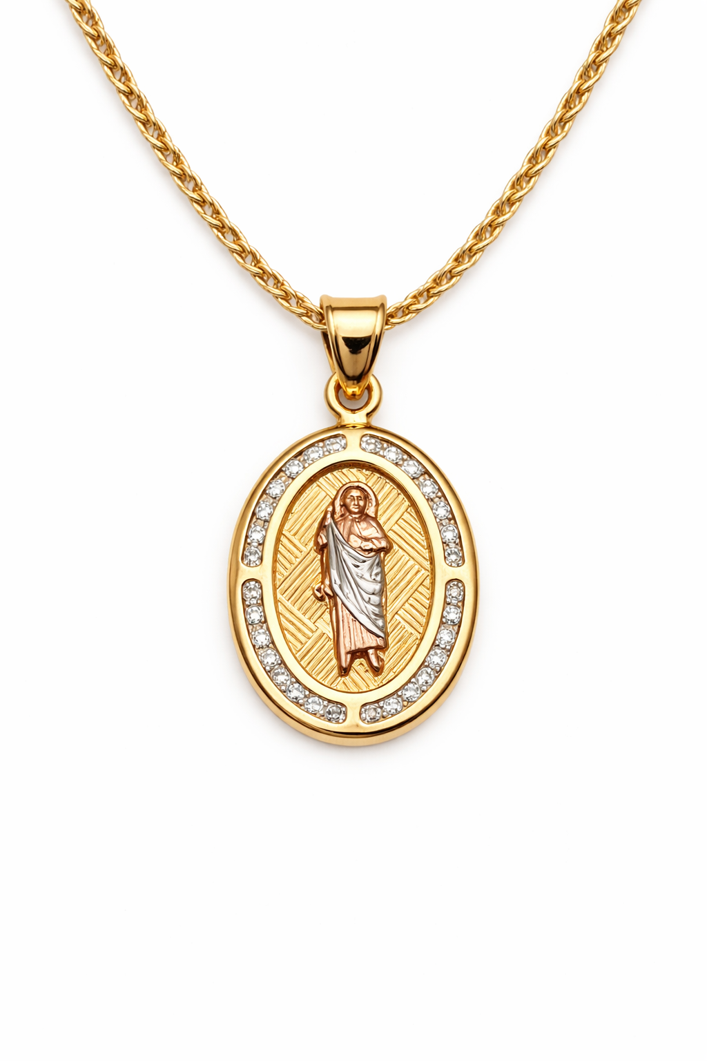 10K Solid Gold St. Jude Pendant – Oval Medal (24.9 mm)
