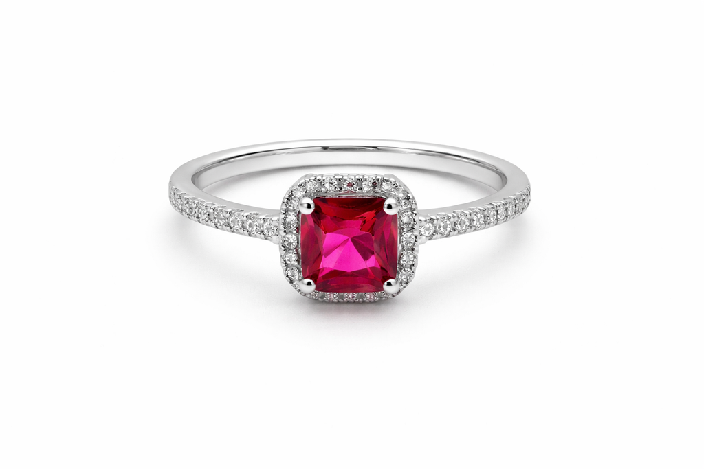Radiance Halo Ring – Fuchsia (Sterling Silver)
