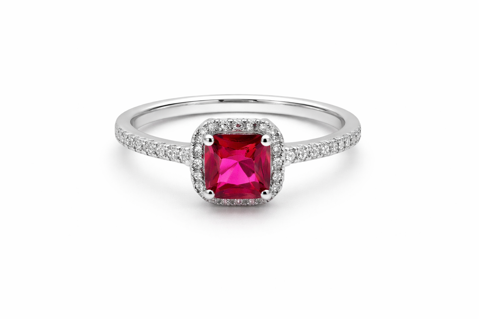 Radiance Halo Ring – Fuchsia (Sterling Silver)