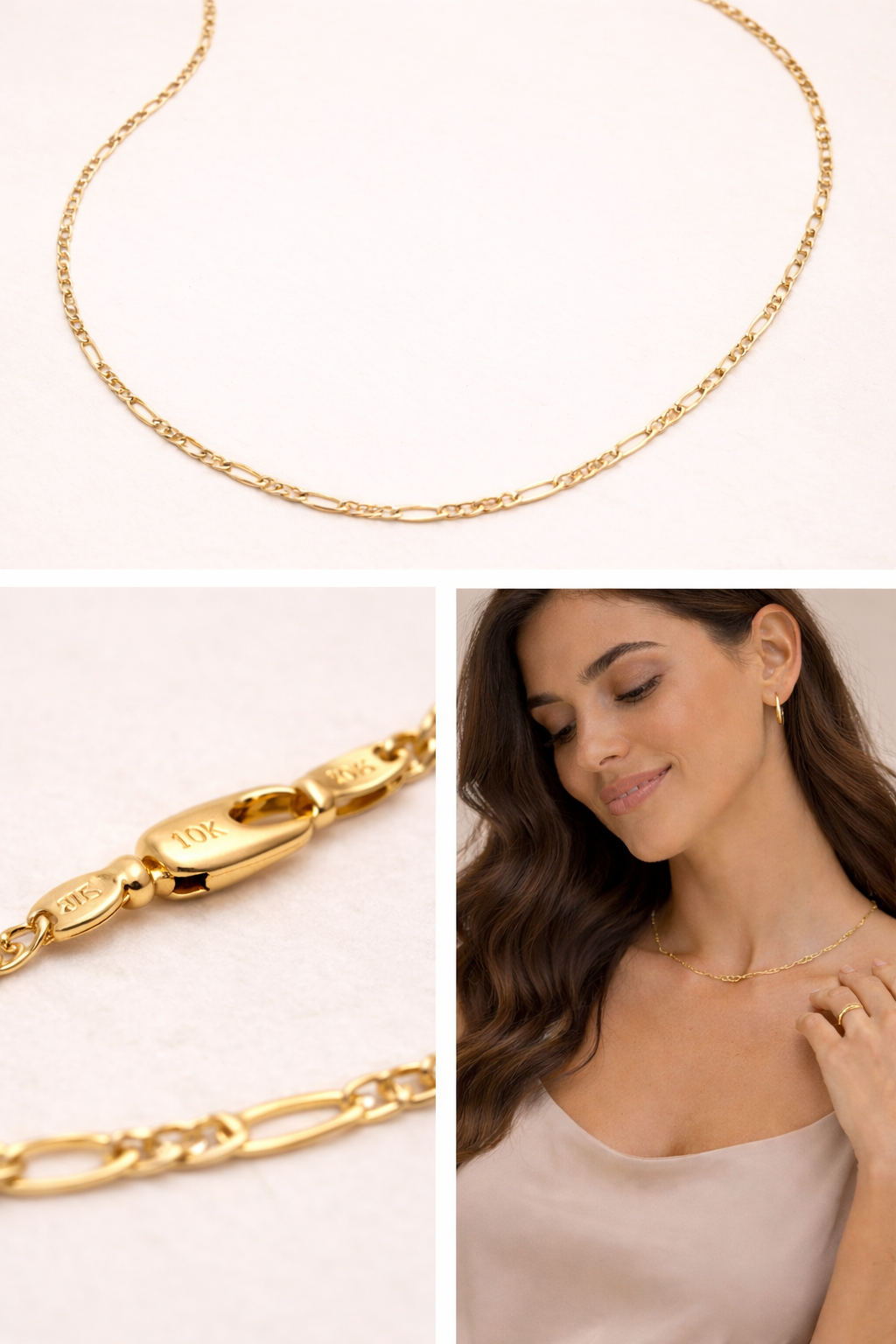 10K Yellow Gold Figaro Chain