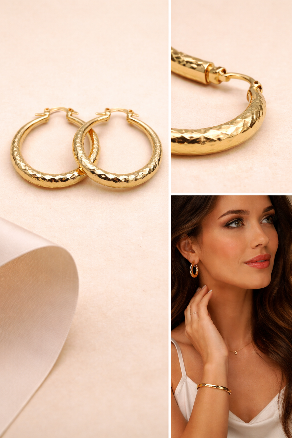 Diamond-Cut Gold Hoop Earrings – 14K Gold Filled (30mm)