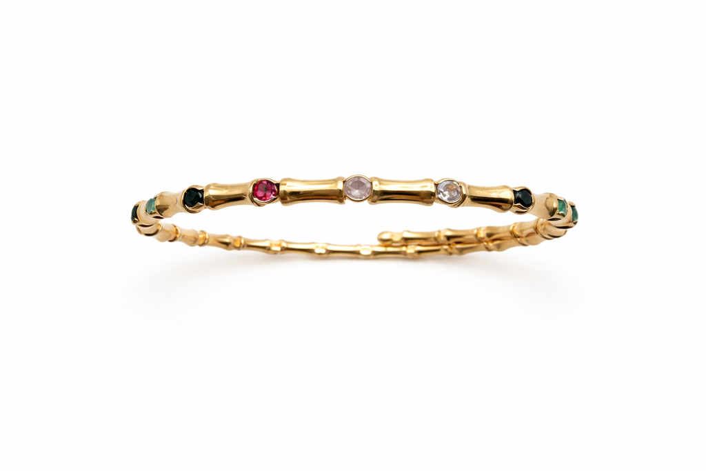 Mancerat Bamboo Bead Cuff – 18K Gold Filled
