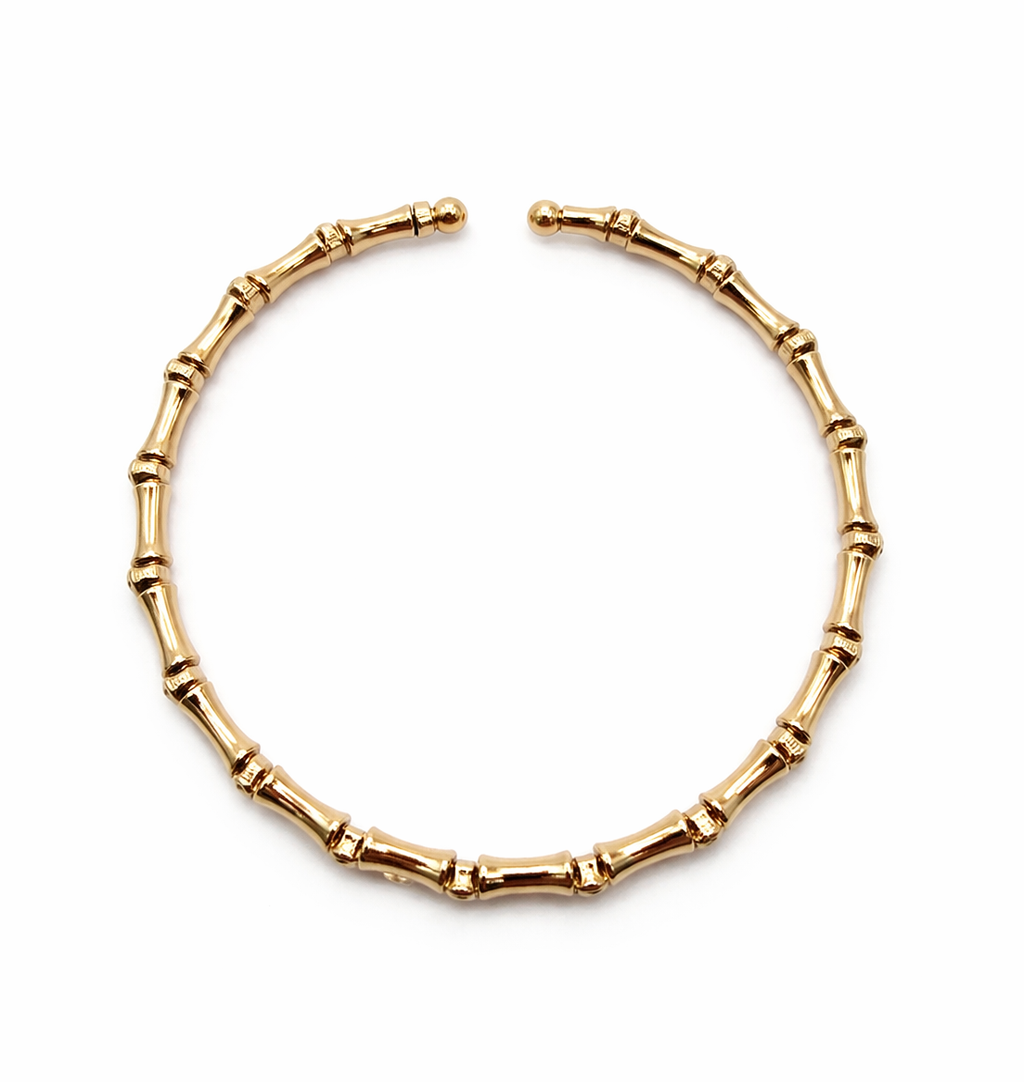 Mancerat Bamboo Bead Cuff – 18K Gold Filled