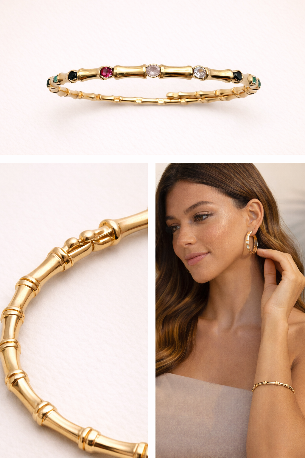 Mancerat Bamboo Bead Cuff – 18K Gold Filled