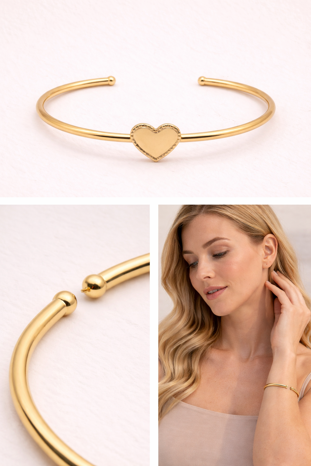 Mancerat Signature Heart Cuff – 18K Gold Filled