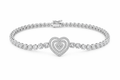 Sterling Silver Heart Charm Bracelet (7”, Pavé CZ Heart)