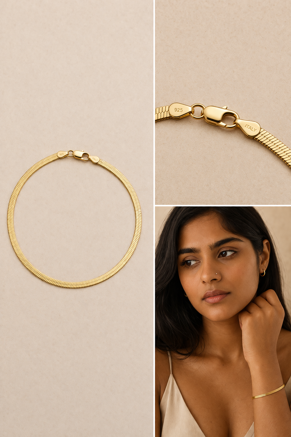 Italian Gold-Plated Sterling Silver Bracelet (Approx. 8”)