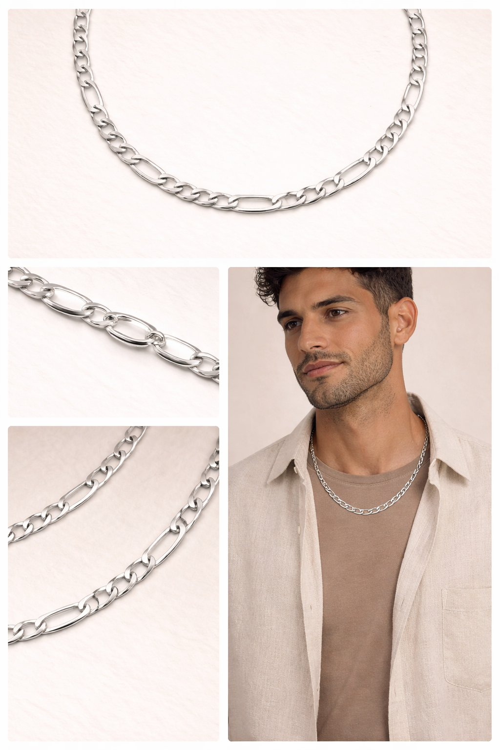 Sterling Silver Figaro Chain  (20”, 5.6 mm)