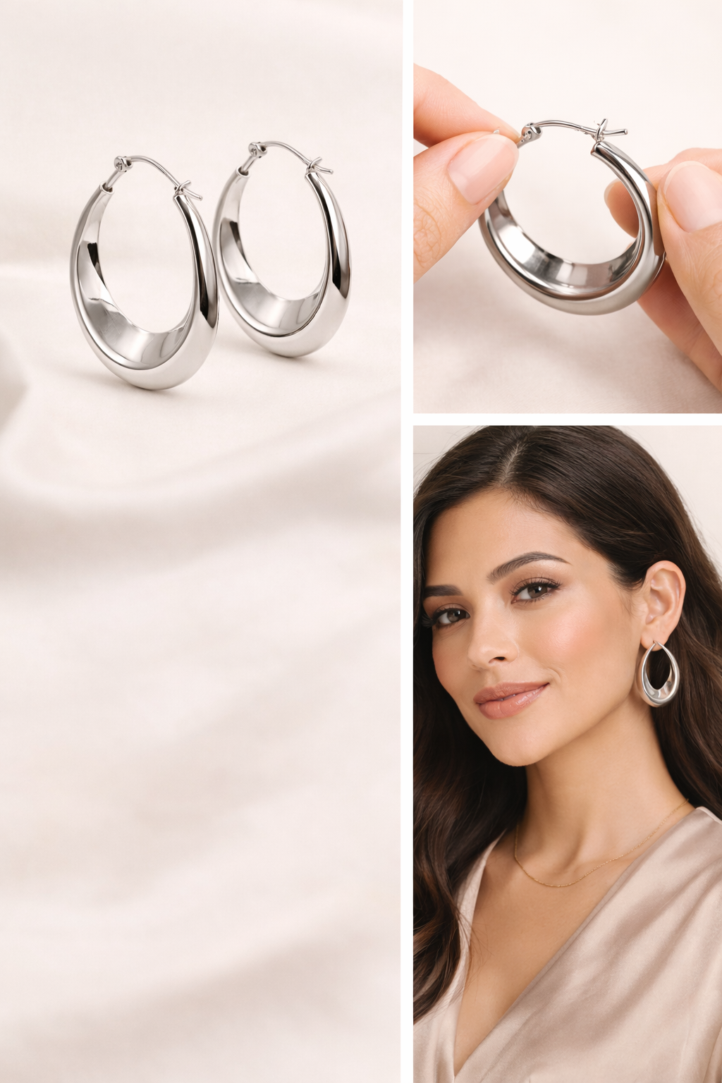 Sterling Silver Hoop Earrings (33 mm)