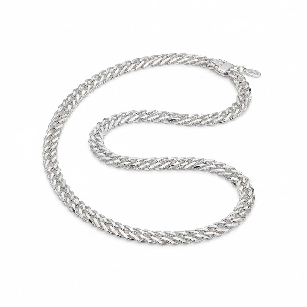 Sterling Silver 6-Sided Diamond-Cut Curb Chain (16”, 3 mm)