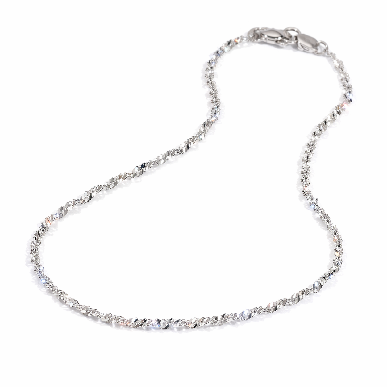 Sterling Silver Diamond-Cut Singapore Chain (22”)