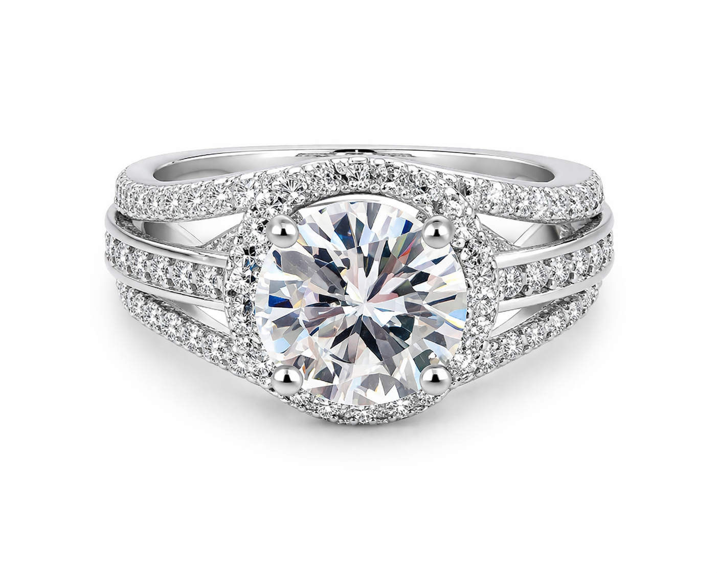 Sterling Silver Moissanite Statement Ring (5.08 CTW, Size 5)