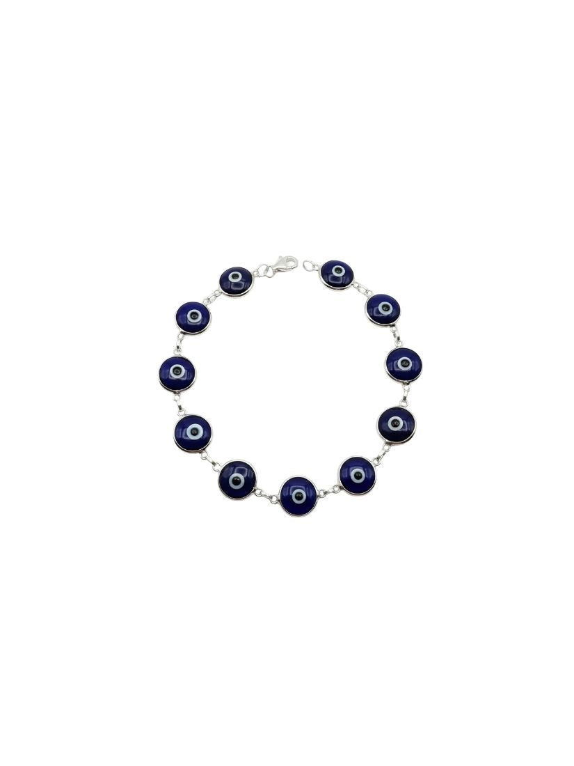 Sterling Silver Evil Eye Bracelet (7.5”, 9.9 mm)