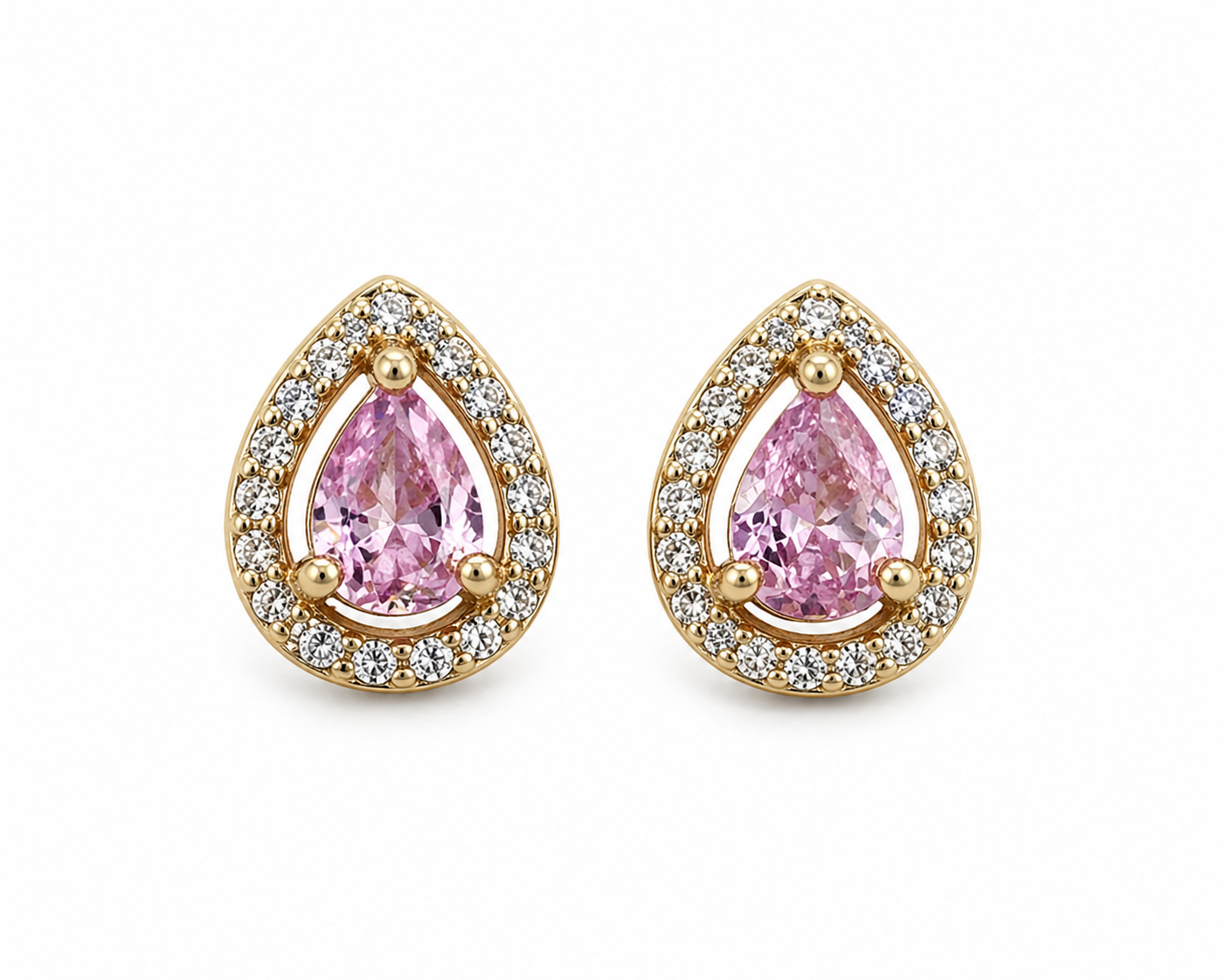 Blush Halo Jewelry Set – Gold Plated Sterling Silver (Pendant & Earrings)