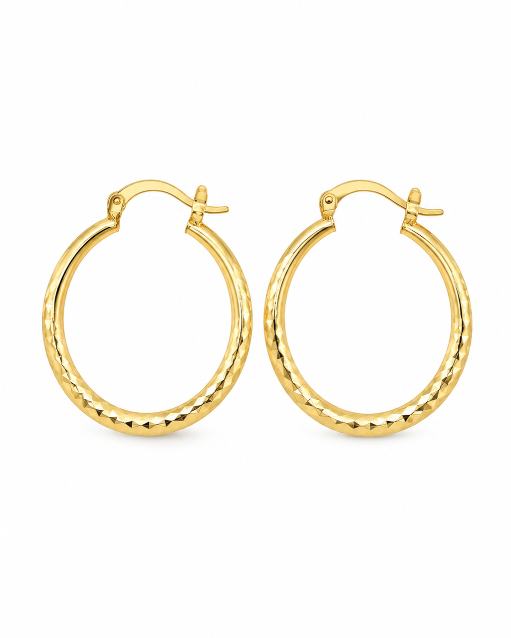 Diamond-Cut Gold Hoop Earrings – 14K Gold Filled (30mm)
