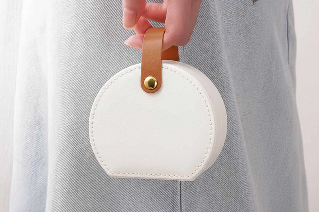 Mancerat Travel Jewelry Case – Compact Organizer (White)