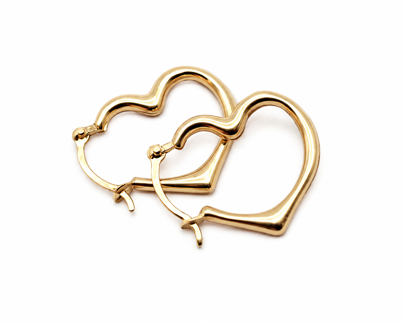 14K Gold Heart Hoop Earrings
