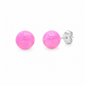 Pink Opal Stud Earrings | Sterling Silver