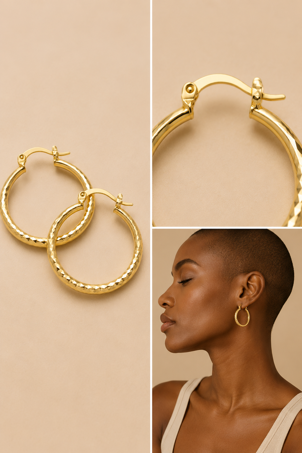 Diamond-Cut Gold Hoop Earrings – 14K Gold Filled (30mm)