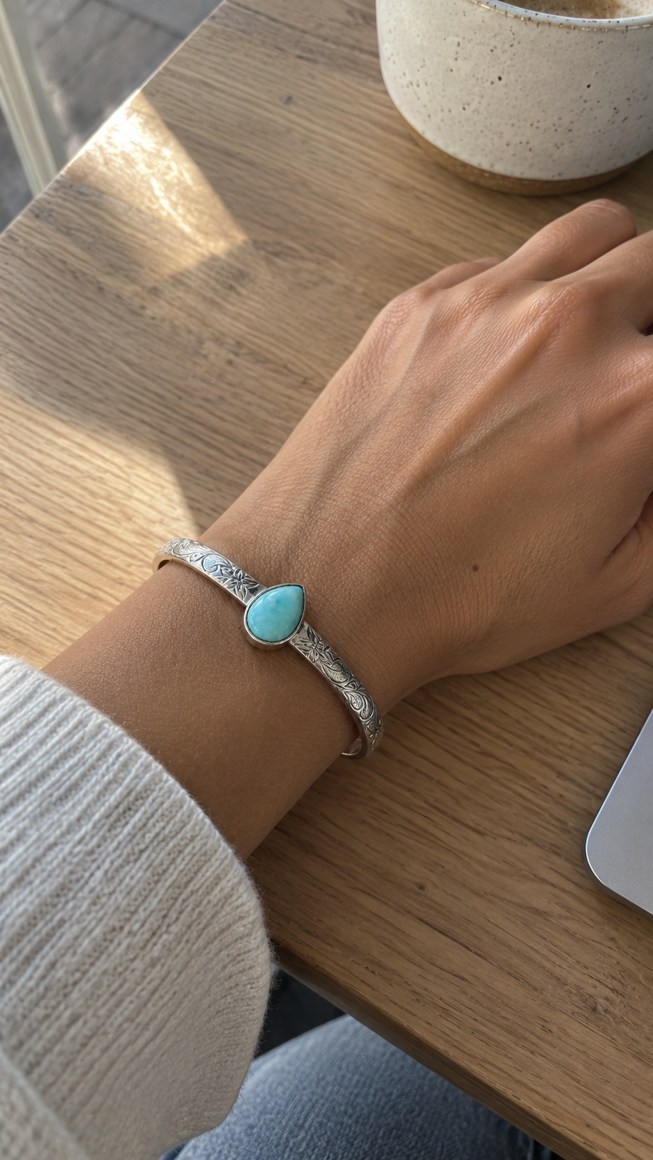 Turquoise Sterling Silver Cuff Bracelet | Hawaiian Statement Jewelry