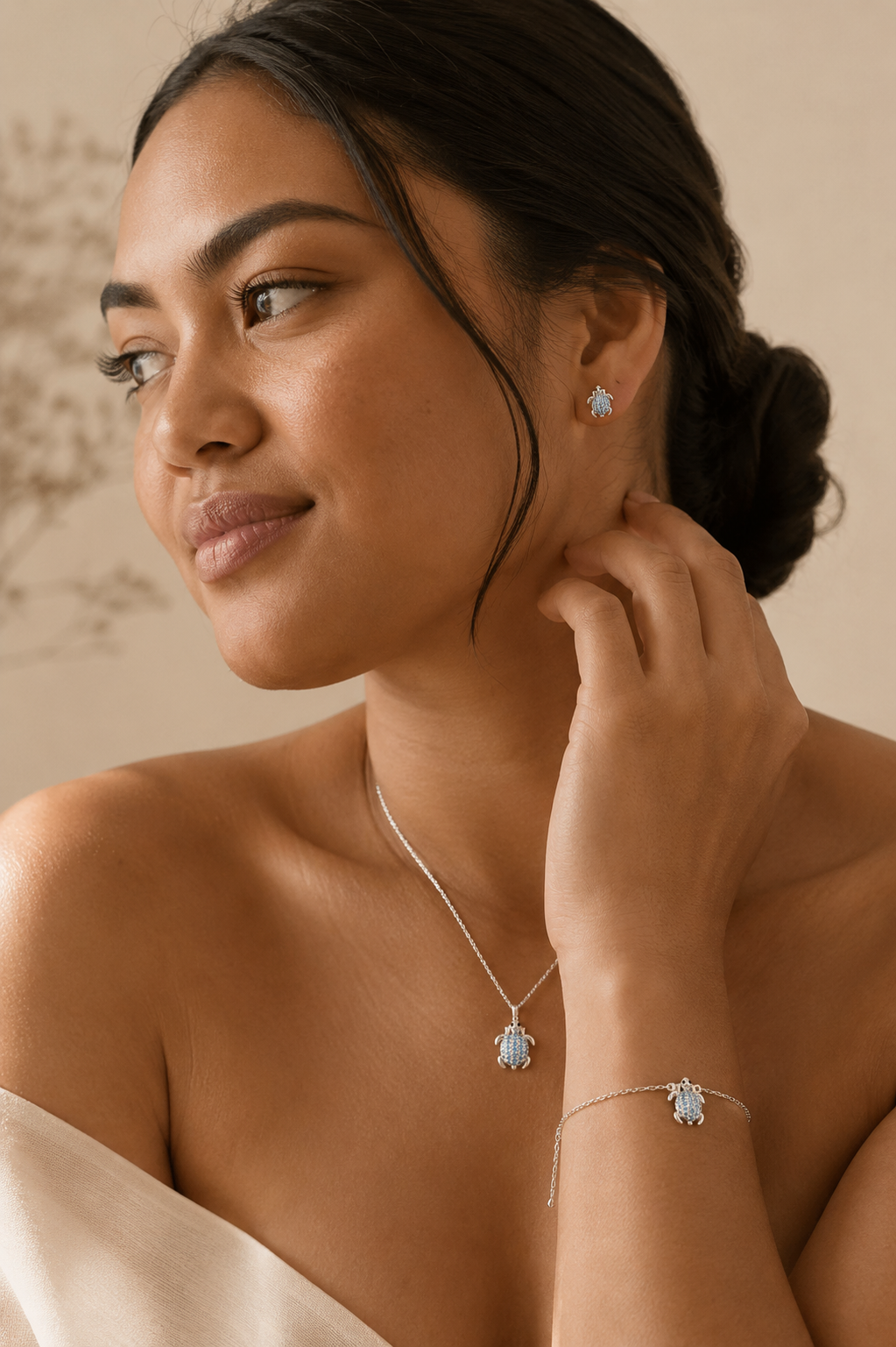 Sea Turtle Pavé Stud Earrings | Sterling Silver