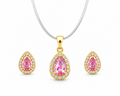 Blush Halo Jewelry Set – Gold Plated Sterling Silver (Pendant & Earrings)
