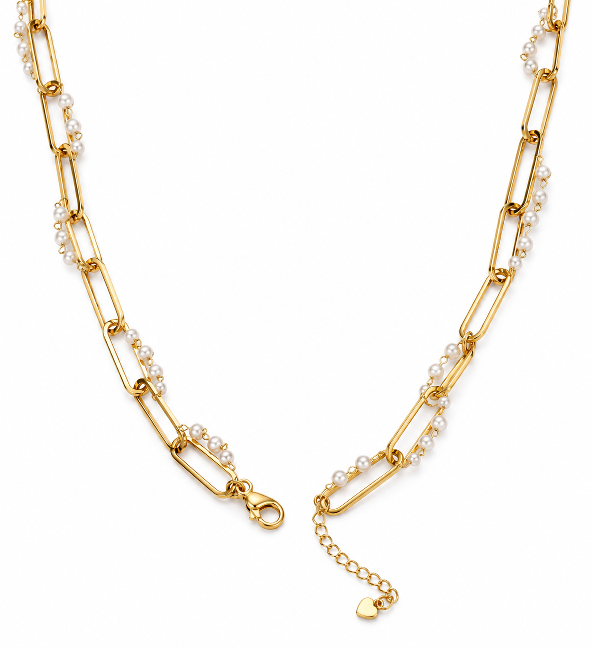 Pearl Paperclip Necklace | 18K Gold Filled
