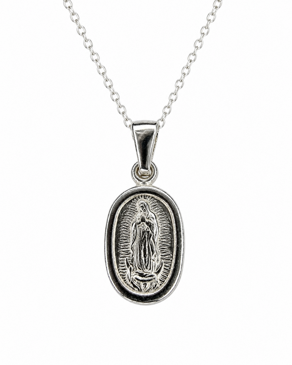 Sterling Silver Virgin Mary Pendant Necklace