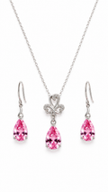Pink Teardrop Cubic Zirconia Sterling Silver Jewelry Set | Mancerat