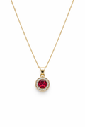 10K Gold Ruby Station Set – Necklace, Pendant & Stud Earrings